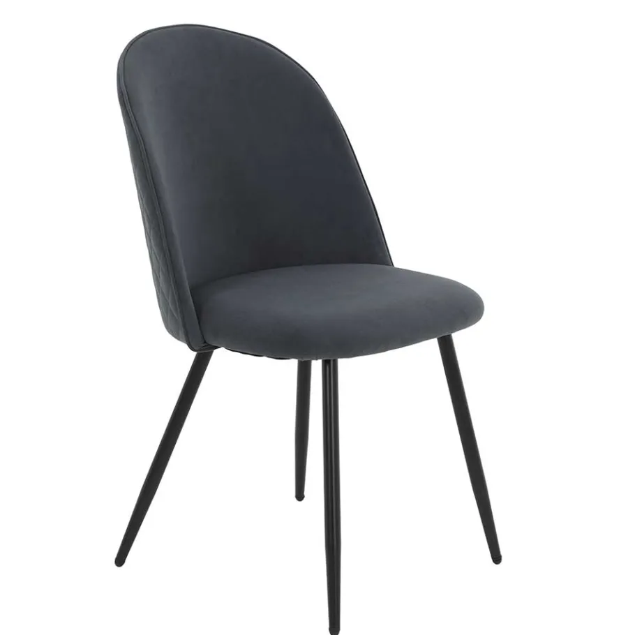 Discount Wohnen Esstischstühle in Dunkelgrau Microfaser - Corgova (4er Set)