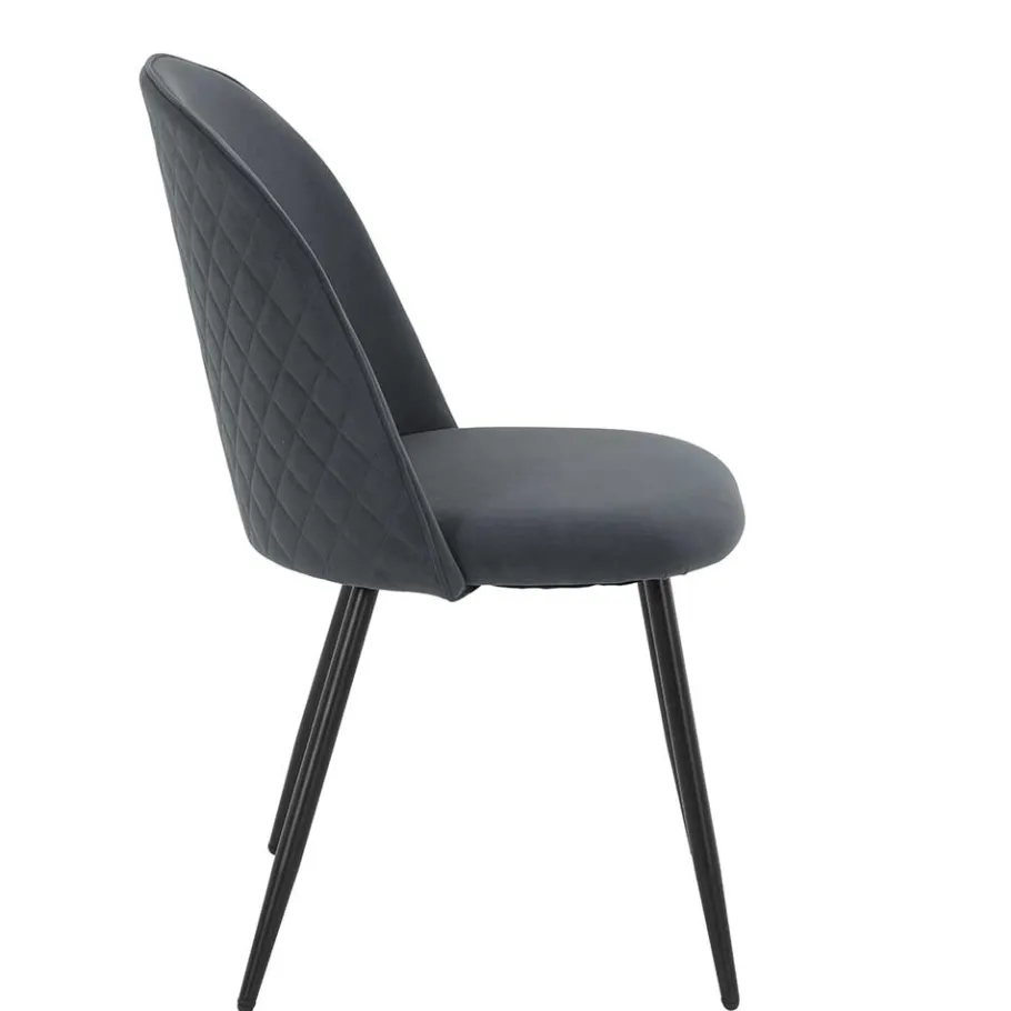 Discount Wohnen Esstischstühle in Dunkelgrau Microfaser - Corgova (4er Set)