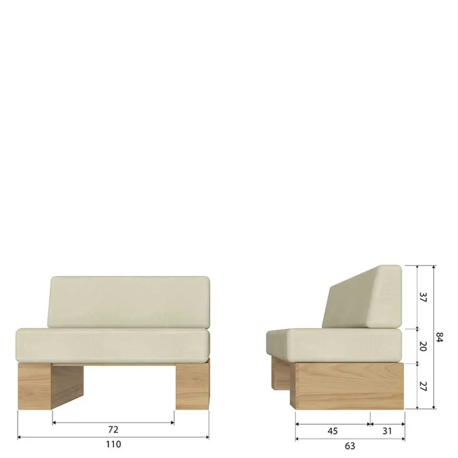 Discount Wohnen Esszimmer Bank mit Rückenpolster - Depera