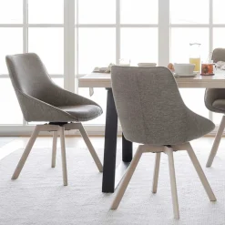 Wohnen Esszimmer Drehstühle in Beigegrau Stoff - Giliana (2er Set)