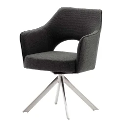 Online Wohnen Esszimmer Drehstühle in Grau Stoff - Rirona (2er Set)