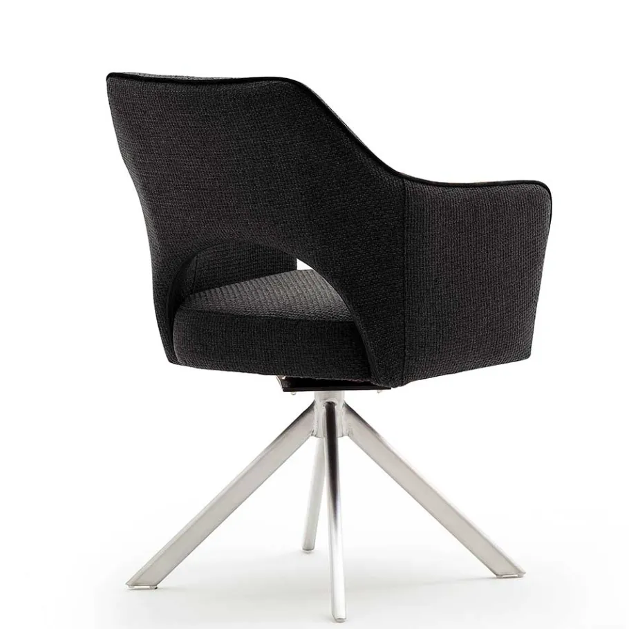 Online Wohnen Esszimmer Drehstühle in Grau Stoff - Rirona (2er Set)