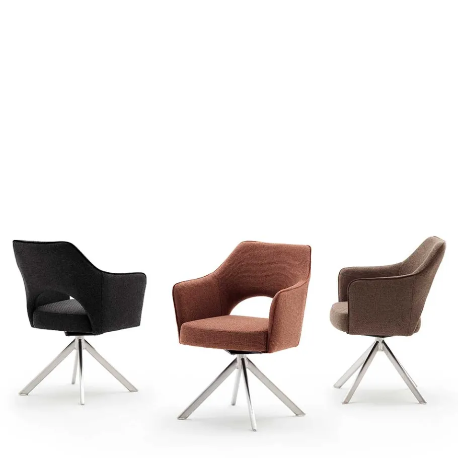 Online Wohnen Esszimmer Drehstühle in Grau Stoff - Rirona (2er Set)