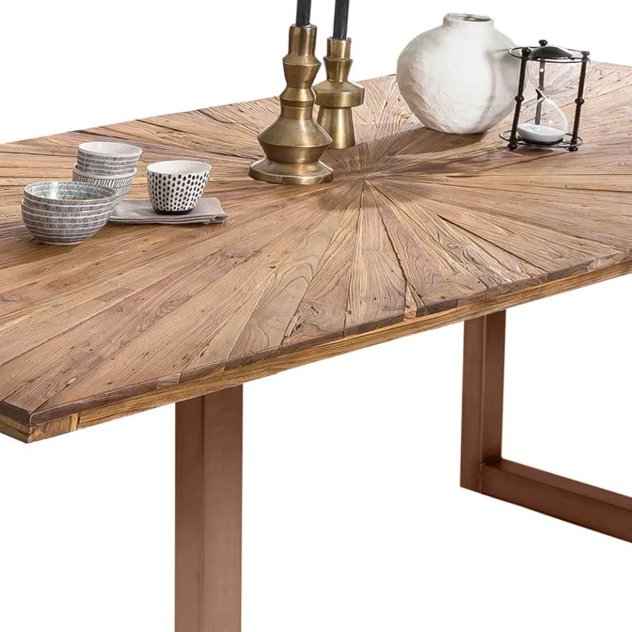 Outlet Wohnen Esszimmer Esstisch mit Altholz-Platte aus Teak - Coras