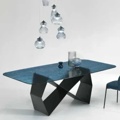 Hot Wohnen Esszimmer Glastisch aus Strukturglas in Blau - Gaspers