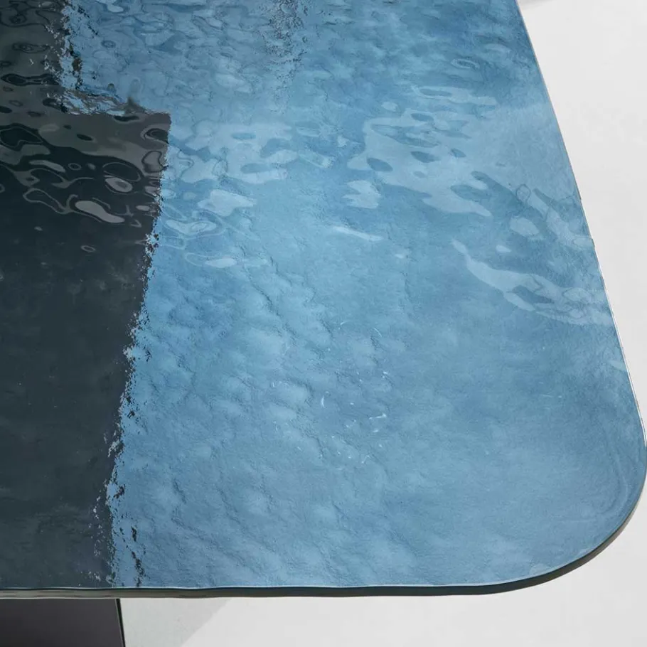 Hot Wohnen Esszimmer Glastisch aus Strukturglas in Blau - Gaspers
