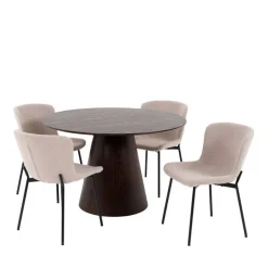 New Wohnen Esszimmer Möbelset mit rundem Tisch - Crystono (fünfteilig)