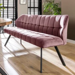 Discount Wohnen Esszimmer Polsterbank in Rosa Samt - Miobelda