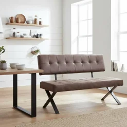 Online Wohnen Esszimmer Sitzbank Laticio in Braun Microfaser