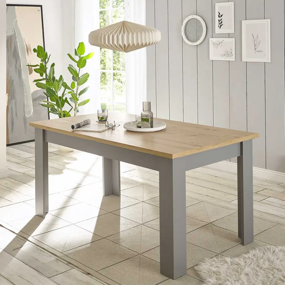 Sale Wohnen Esszimmer Tisch in Eiche NB & Lichtgrau - Buleta