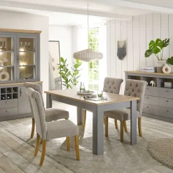 Sale Wohnen Esszimmer Tisch in Eiche NB & Lichtgrau - Buleta