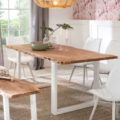 Wohnen Esszimmer Tisch mit Holzplatte Baumkante - Oking