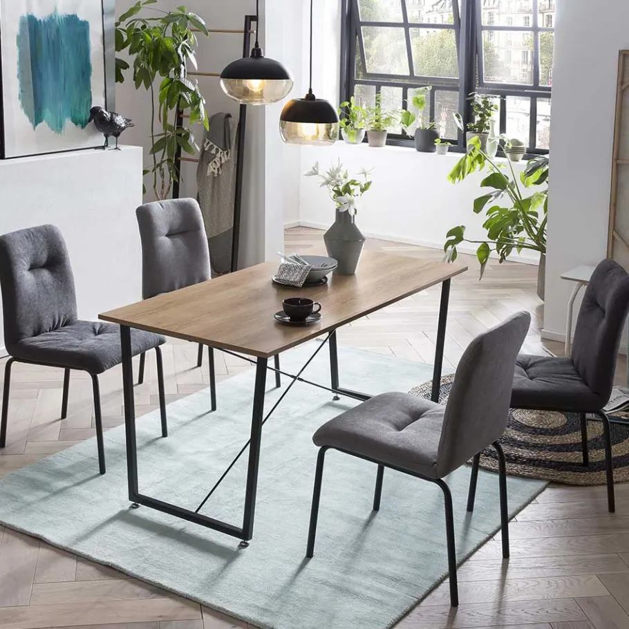 Wohnen Esszimmergruppe im Industry und Loft Stil - Babette (fünfteilig)