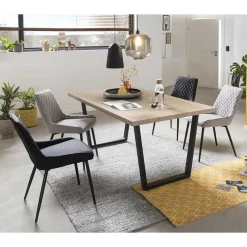 Discount Wohnen Esszimmergruppe mit Microfaser-Stühlen - Dascalo (fünfteilig)