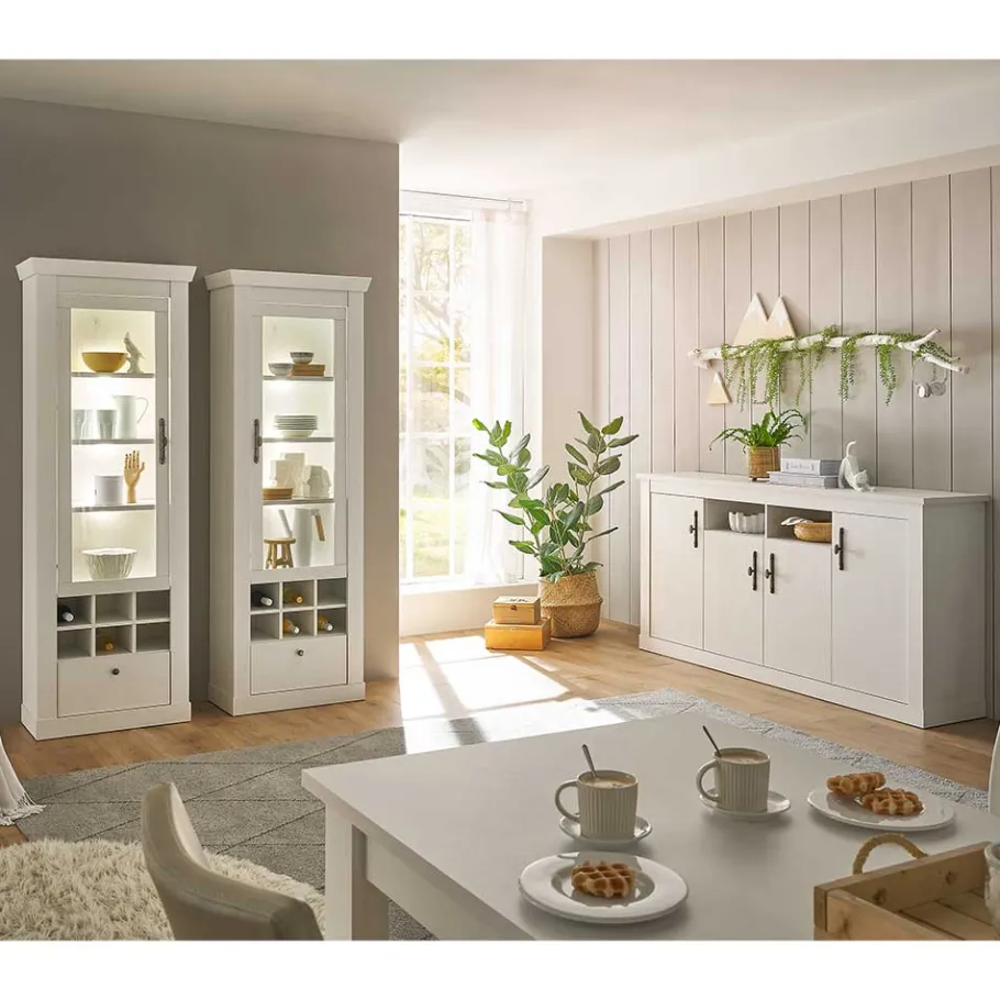 Sale Wohnen Esszimmerschrank Set in weißer Holzoptik Pinie - Liancos (dreiteilig)
