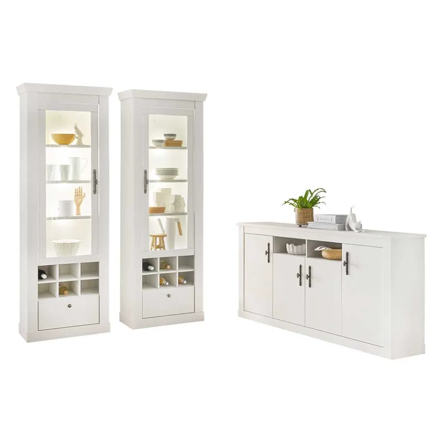 Sale Wohnen Esszimmerschrank Set in weißer Holzoptik Pinie - Liancos (dreiteilig)