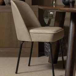 Outlet Wohnen Esszimmerstühle in Khaki Grün Samt - Zalau (2er Set)