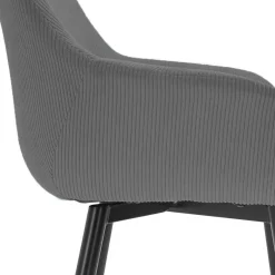 Clearance Wohnen Esszimmerstuhl aus Cord in Grau - Culau (2er Set)