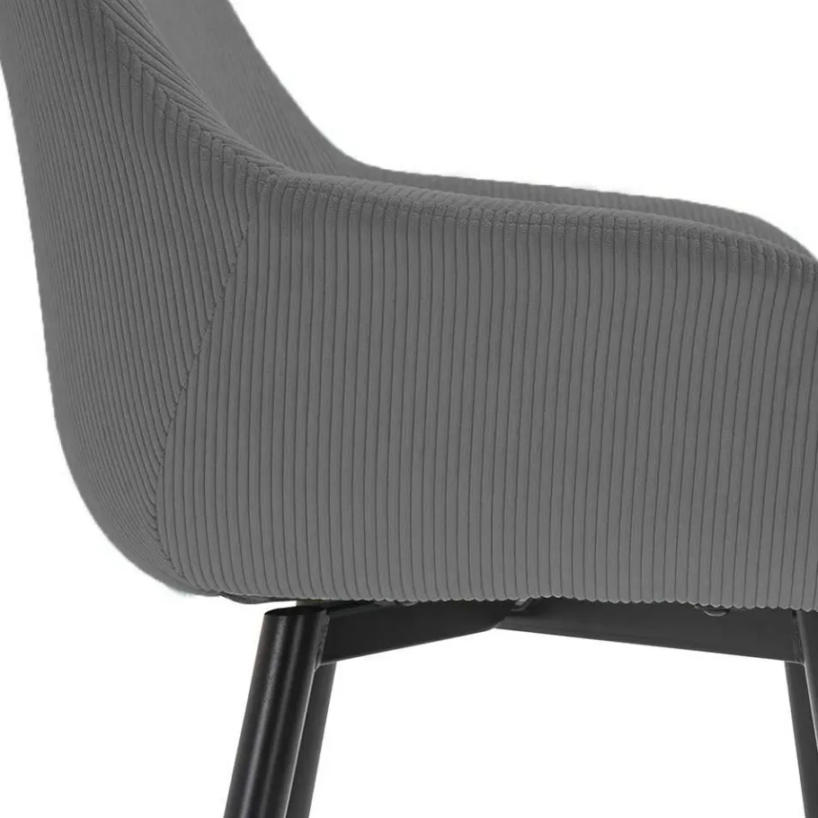 Clearance Wohnen Esszimmerstuhl aus Cord in Grau - Culau (2er Set)