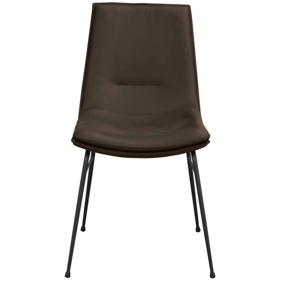 Clearance Wohnen Esszimmerstuhl aus Leder in Braun - Unkorian (2er Set)