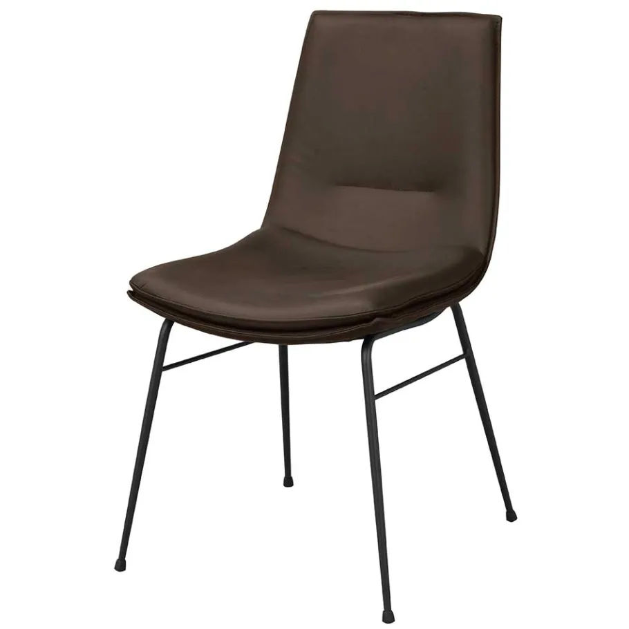 Clearance Wohnen Esszimmerstuhl aus Leder in Braun - Unkorian (2er Set)