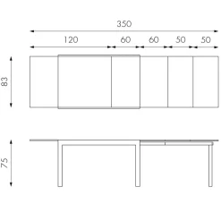 Online Wohnen Esszimmertisch in Grau Florian ausziehbar von 120cm auf 350cm
