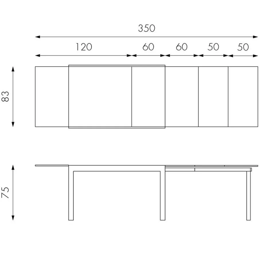 Online Wohnen Esszimmertisch in Grau Florian ausziehbar von 120cm auf 350cm