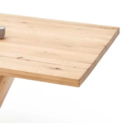 Best Wohnen Esszimmertisch mit Balkeneiche massiv Woodny & V-Design Gestell