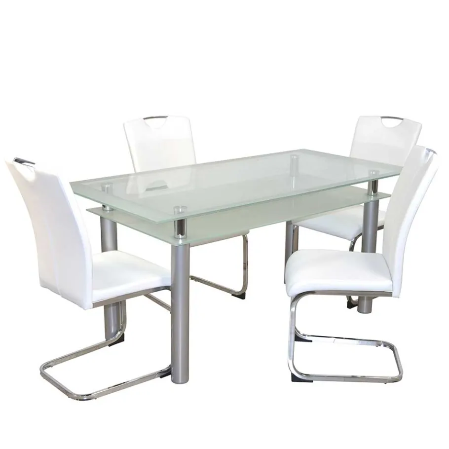 New Wohnen Esszimmertisch mit Glasplatte & Stühle - Chepter (fünfteilig)