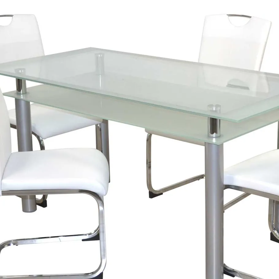 New Wohnen Esszimmertisch mit Glasplatte & Stühle - Chepter (fünfteilig)