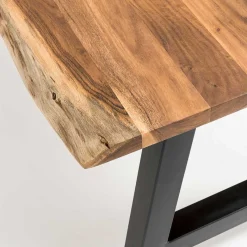 Online Wohnen Esszimmertisch mit Naturkante und A-Design-Gestell - Viradossa