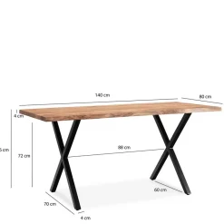 Discount Wohnen Esszimmertisch mit X-Beinen in Schwarz - Gloma