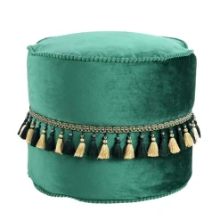 Outlet Wohnen Ethno Style Pouf mit Makramee Quasten Borte - Natsonai