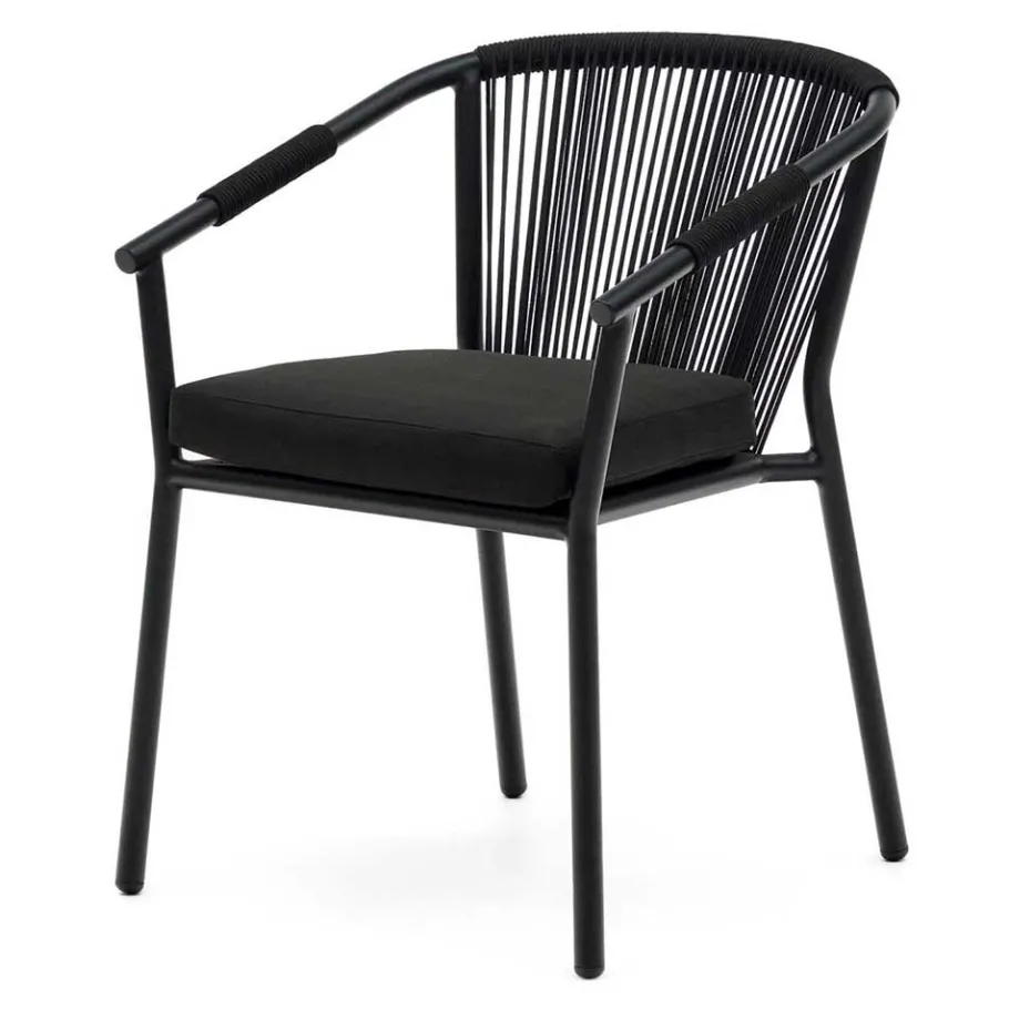 Hot Wohnen Extravagante Gartenstühle in Schwarz - Onna (4er Set)
