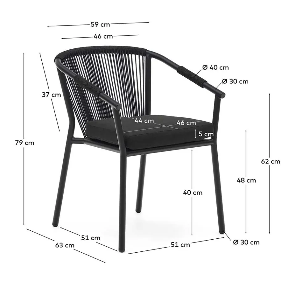Hot Wohnen Extravagante Gartenstühle in Schwarz - Onna (4er Set)