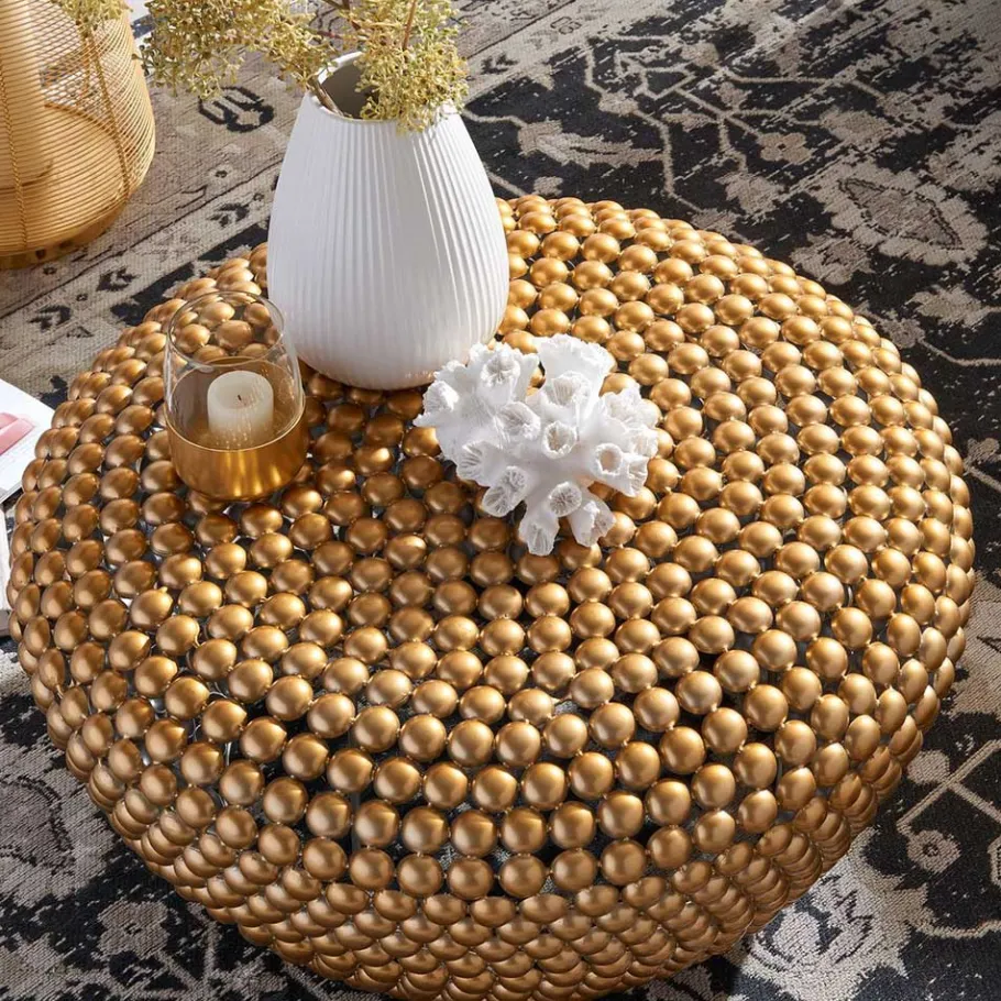Online Wohnen Extravaganter Couchtisch in Gold aus Alu - Westerland