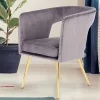 Outlet Wohnen Extravaganter Samt Tischsessel in Grau & Gold - Ilfred