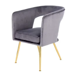 Outlet Wohnen Extravaganter Samt Tischsessel in Grau & Gold - Ilfred