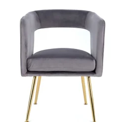 Outlet Wohnen Extravaganter Samt Tischsessel in Grau & Gold - Ilfred