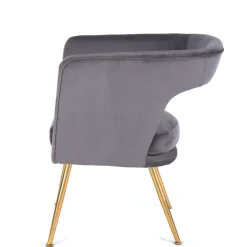 Outlet Wohnen Extravaganter Samt Tischsessel in Grau & Gold - Ilfred
