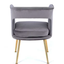 Outlet Wohnen Extravaganter Samt Tischsessel in Grau & Gold - Ilfred
