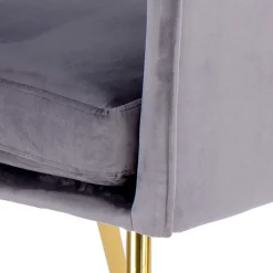 Outlet Wohnen Extravaganter Samt Tischsessel in Grau & Gold - Ilfred