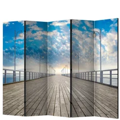 Clearance Wohnen Faltbarer Fotoparavent Schäfchenwölkchen über Pier - Ekdanza
