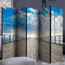 Clearance Wohnen Faltbarer Fotoparavent Schäfchenwölkchen über Pier - Ekdanza