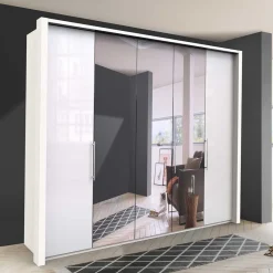 Sale Wohnen Falttüren Kleiderschrank mit Spiegel & Glas - Dolienca