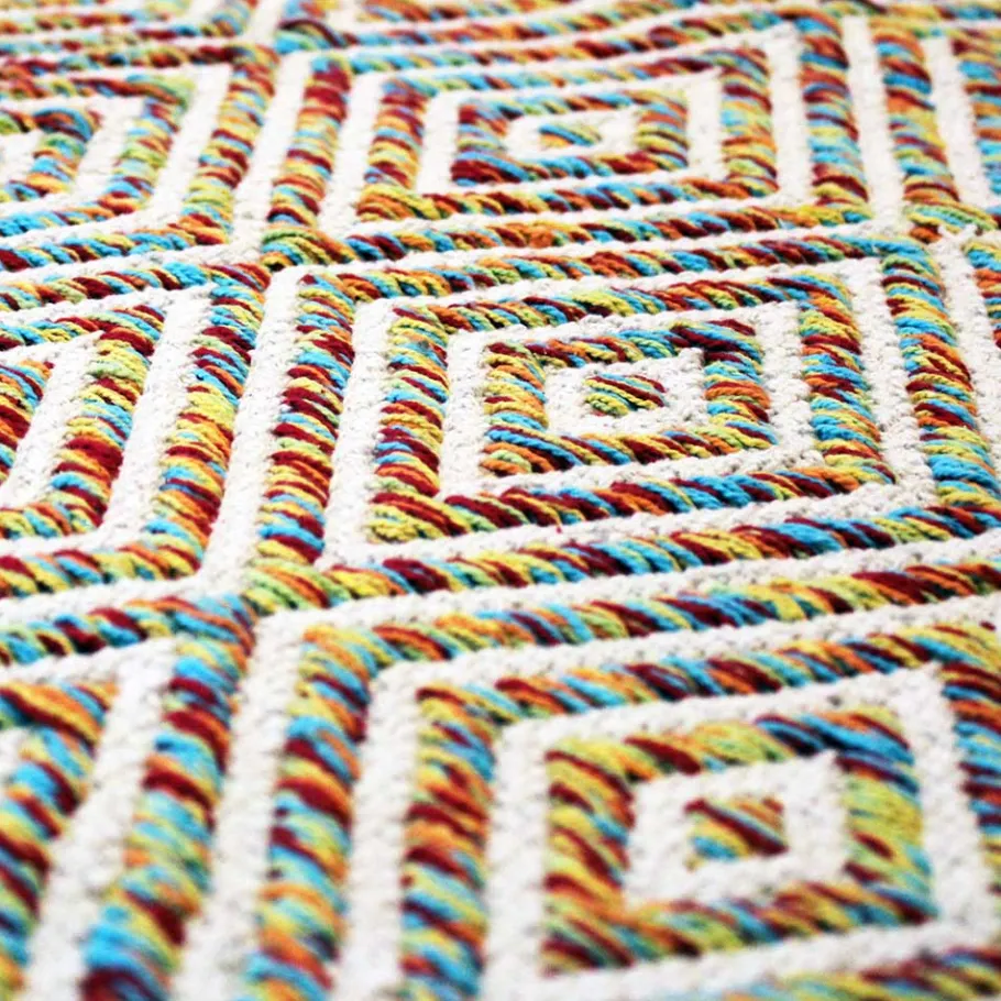 Sale Wohnen Farbenfroher Teppich mit Rauten Muster - Elynas