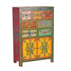 Best Wohnen Farbenfrohes Design-Highboard mit Blumen Motiven - Leverias