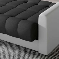 Hot Wohnen Federkern Bettcouch in Dunkelgrau und Weiß - Rasmino