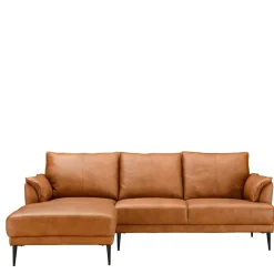 Online Wohnen Federkern Ecksofa in Cognac Braun Leder - Zierra