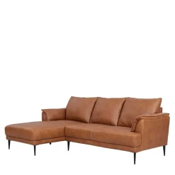 Online Wohnen Federkern Ecksofa in Cognac Braun Leder - Zierra